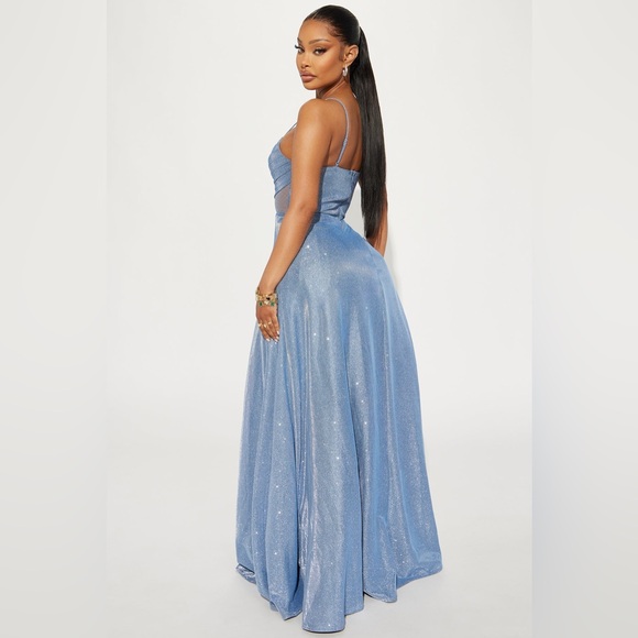 Fashion Nova Blue Bustier Prom Gown - Picture 2 of 8